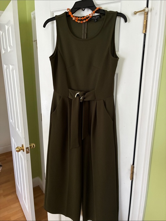 Romeo & Juliet Couture Pants - Romeo.Juliet Sleeveless Olive Green Belted Wide Leg Jumpsuit. Size L